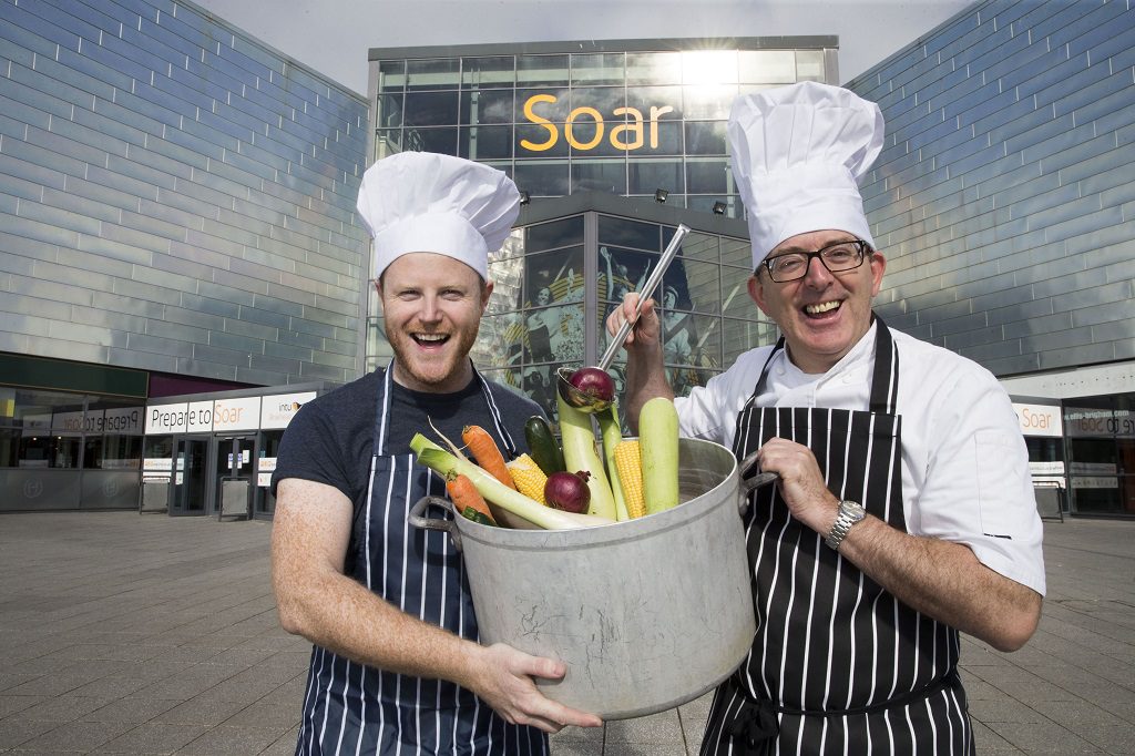 River City actor Gary Lamont, left and chef, John Quigley getting ready for the Great Taste event in Soar at intu Braehead