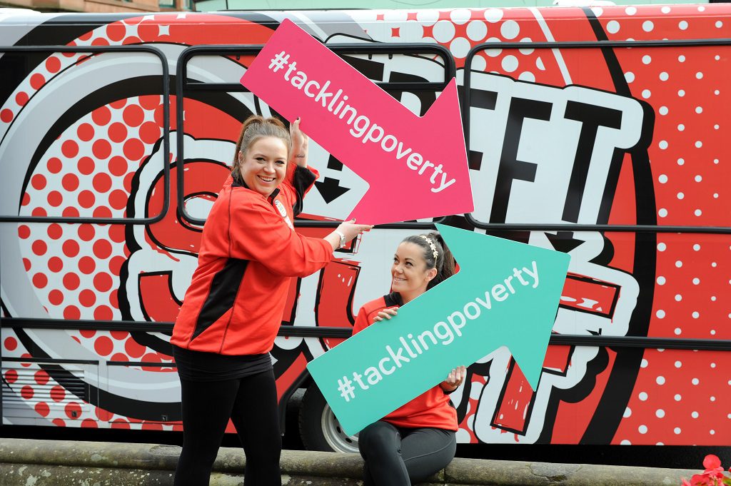 two of the Street Stuff coaches outside Renfrewshire's culture bus - Sarah Beattie and Emma Phelan