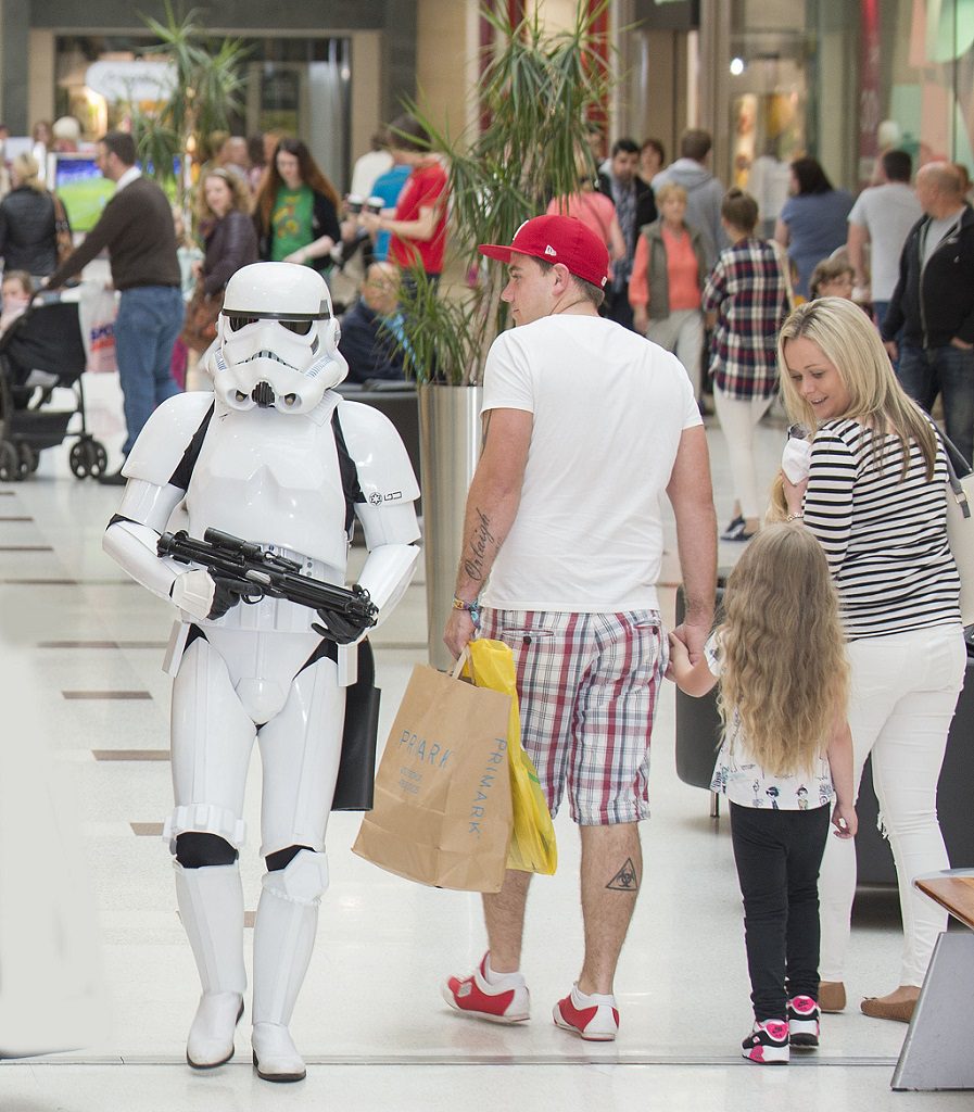 A Stormtrooper takes a stroll through the mall during a previous visit to intu Braehead.