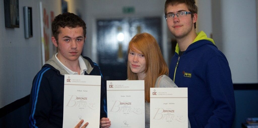 Billy Fairnie, Emma Hewitt and Joseph Wiltshire with their award certificates