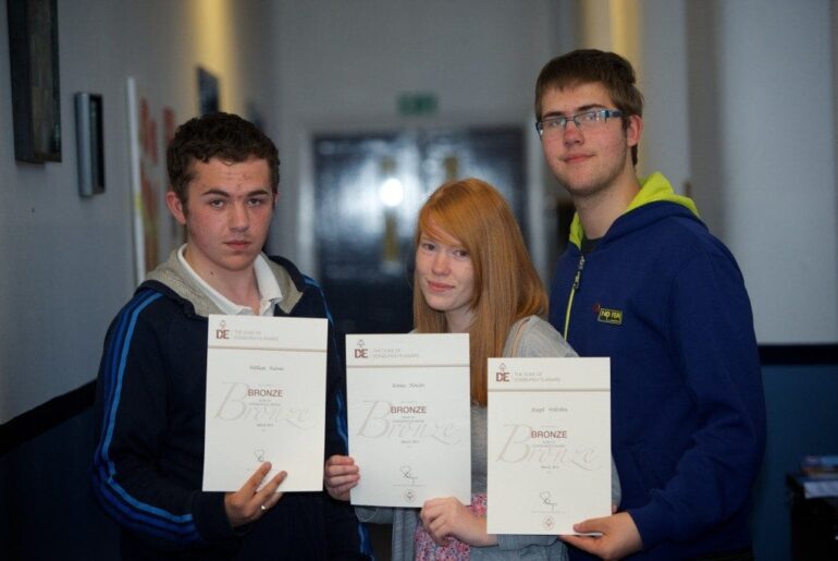 Billy Fairnie, Emma Hewitt and Joseph Wiltshire with their award certificates