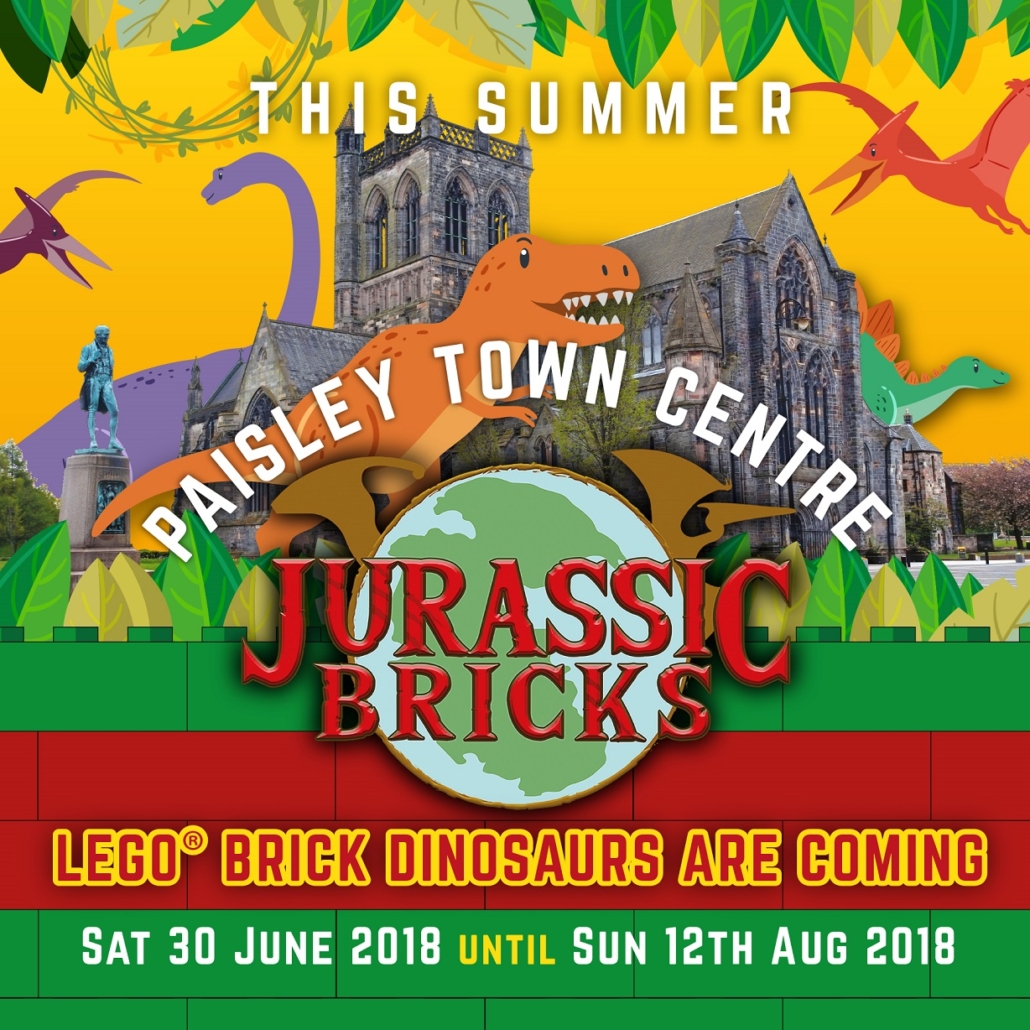 Jurassic Bricks is coming to Paisley town centre this summer!