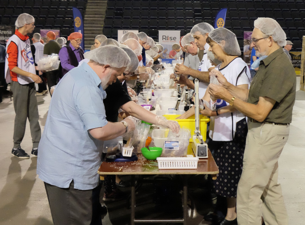 The intu Braehead Arena transformed into food packing factory to feed starving in Africa