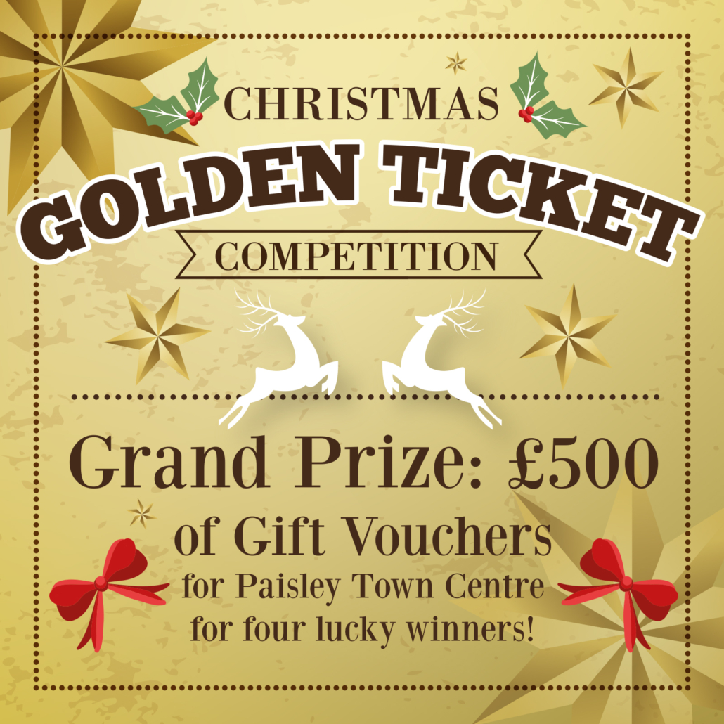 Four chances to win £500 of Christmas shopping in Paisley town centre this Christmas!