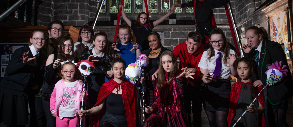 YoYP Champion Cllr Michelle Campbell with young people involved in the Halloween Festival