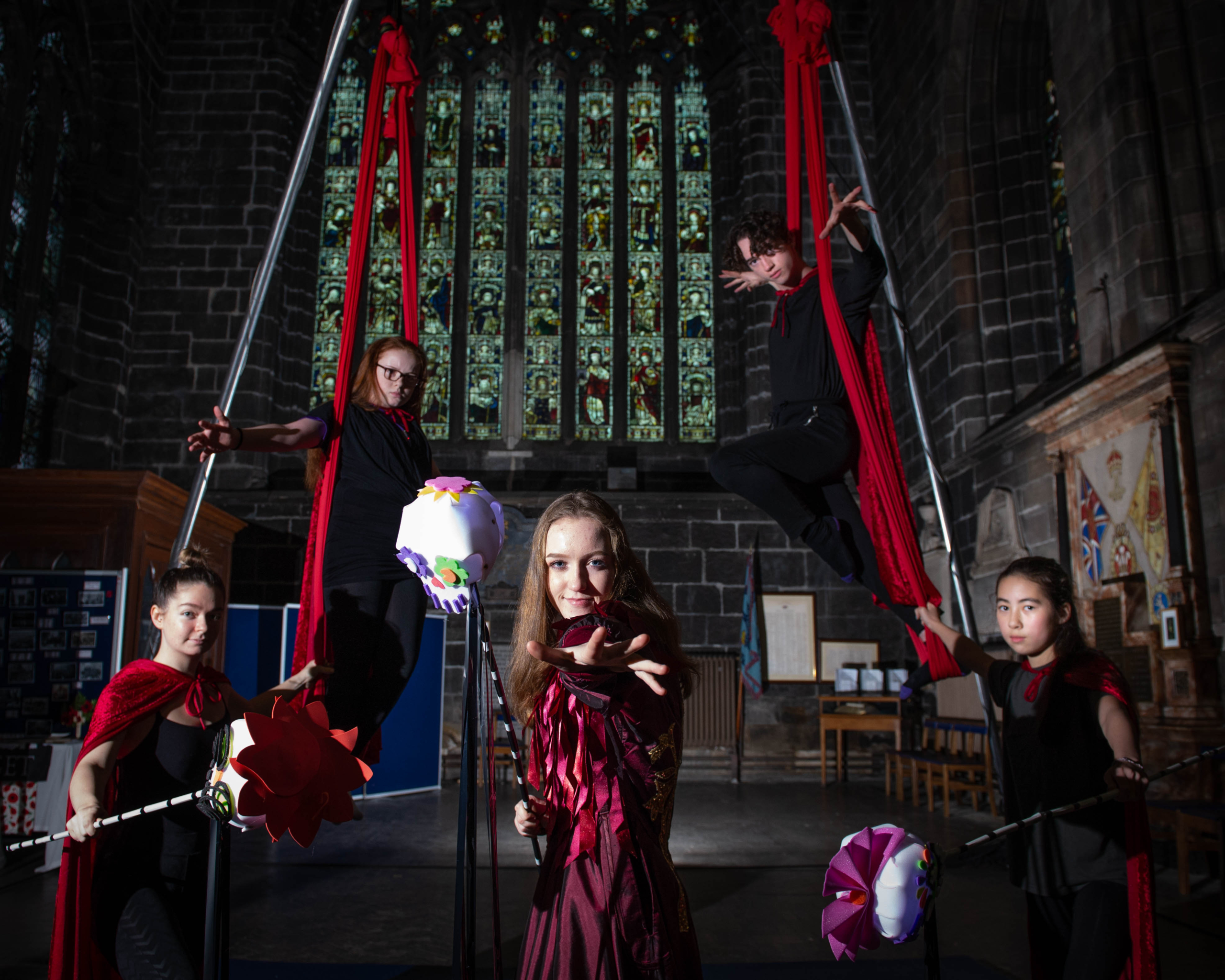 Young aerial performers from this year's Halloween Festival