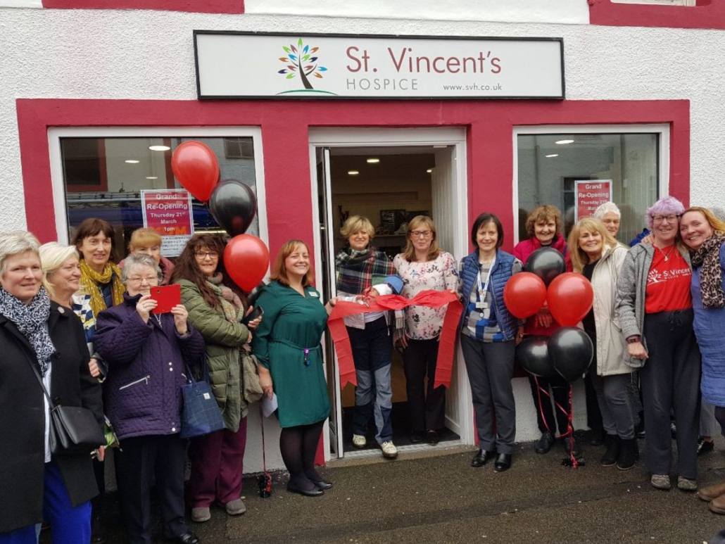 Cor Hutton celebrates the opening of St. Vincent’s Charity Shop