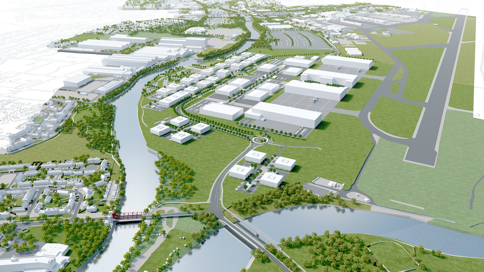 Artist impression aerial view of the Advanced Manufacturing Innovation District Scotland
