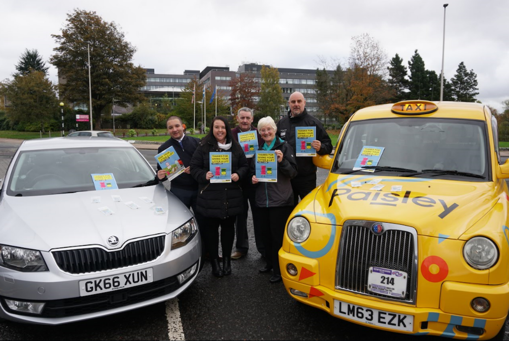 Cllr McEwan with Paisley Taxis and Renfrewshire Cabs