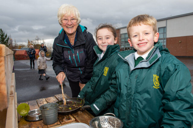 Cllr Cathy McEwan with St David's Primary pupils