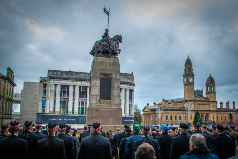 Veterans at the Cenotaph in Paisley