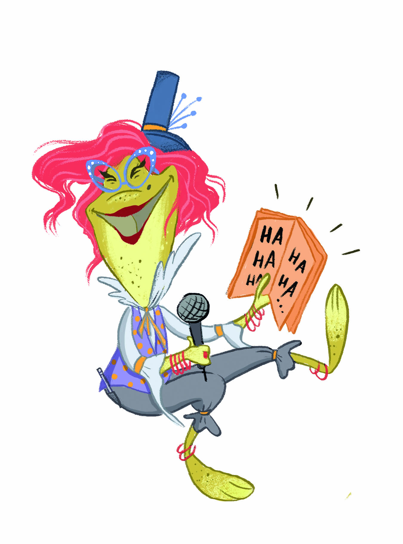 Lily the frog with joke book