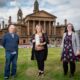 Artist Kevin Cameron, Provost Lorraine Cameron and Councillor Lisa-Marie Hughes outside Paisley Town Hall