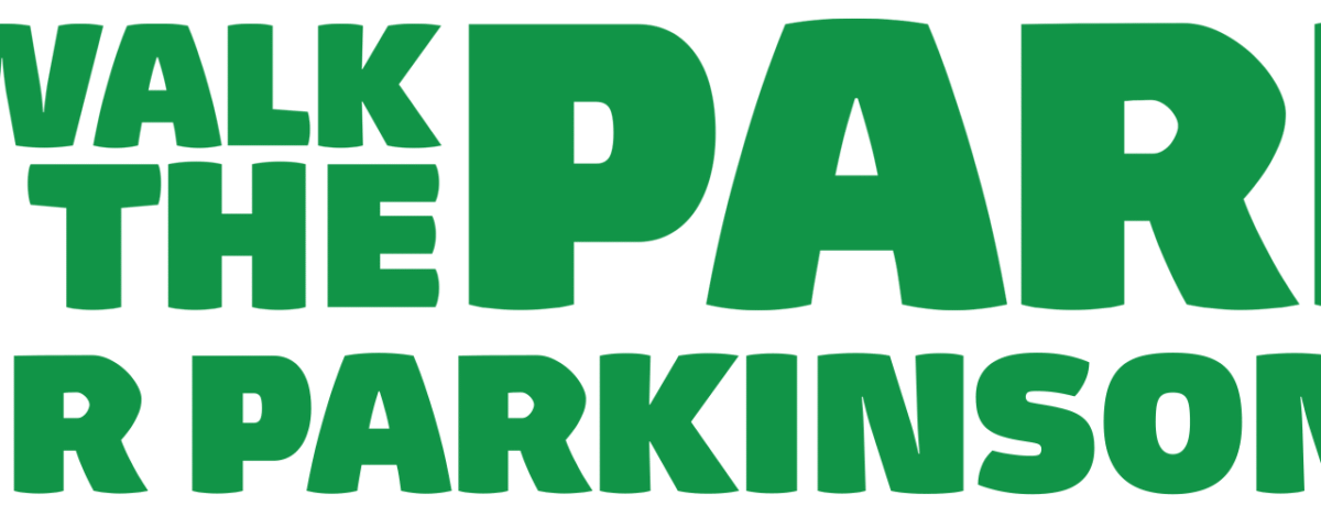 Green bold text reads “A Walk in the Park for Parkinson’s” on a white background.