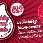 Promotional image for “Buddie Good Deals” in Paisley town centre, 11–25 October. Red background, white text, and heart logo. Offers from £5 to £30 from local independent shops and businesses.