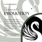 A promotional graphic for @swangracepilates with a stylized swan logo. Text announces a special promotion: free class with pass purchase for their Greenock studio’s 1st anniversary, open to Greenock and Hillington locations.